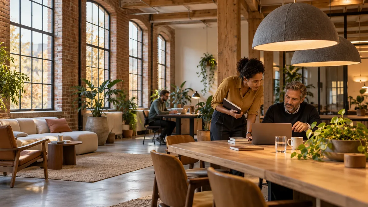 Collega’s bespreken mogelijkheden in een warme werkruimte.